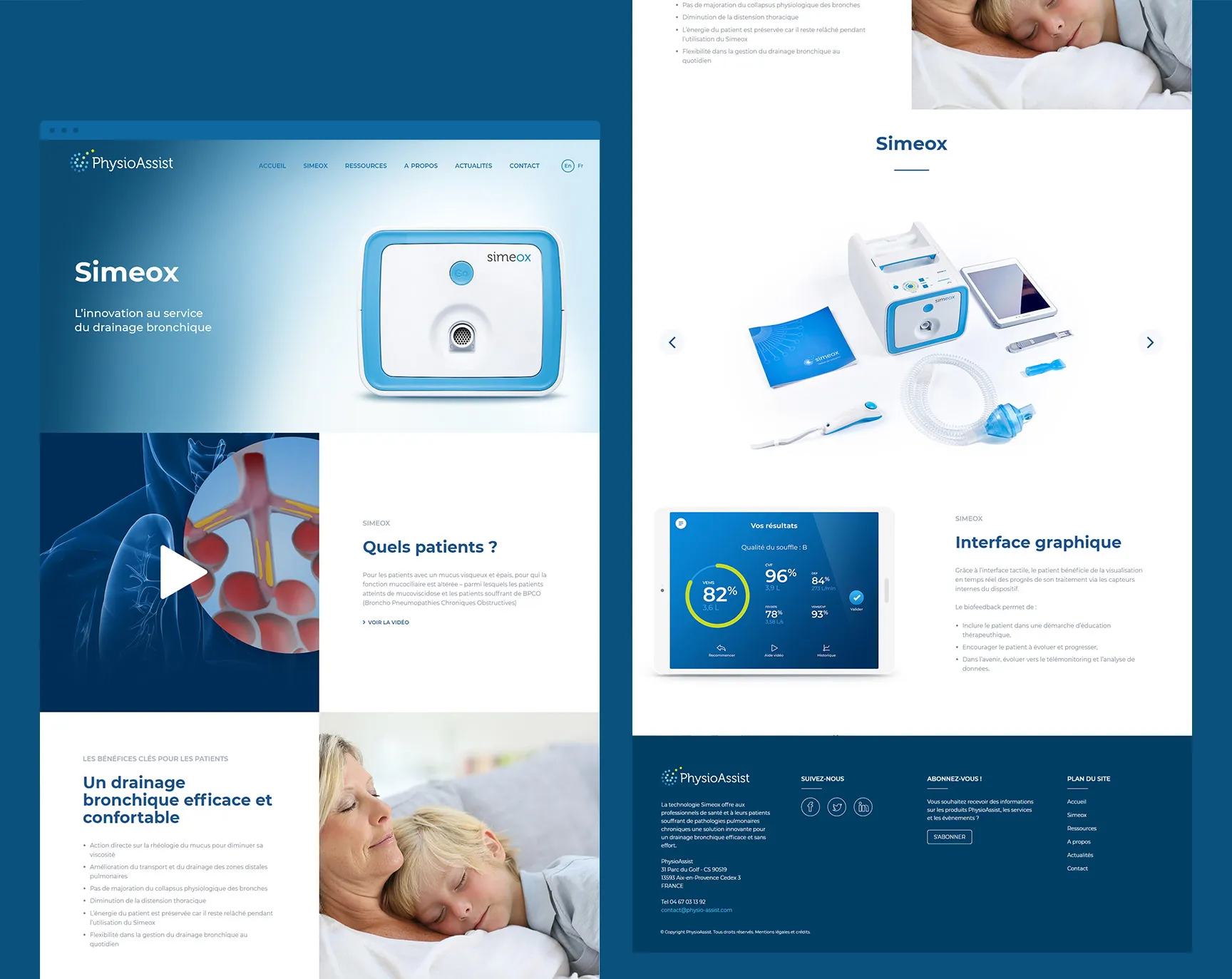 Presentation of the graphic mock-ups and interface design of the product pages of the PhysioAssist website