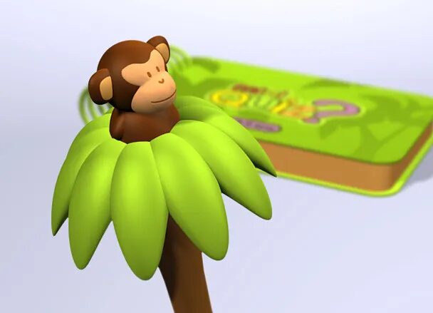 Visual Mini Quiz with 3D Monkey on Palm Tree
