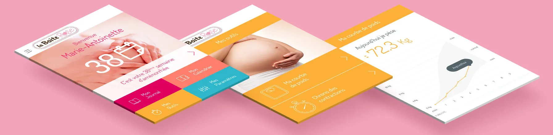 Creation of the La Boîte Rose maternity follow-up pregnancy mobile application by cubedesigners
