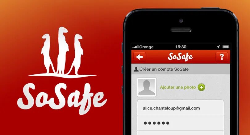 SoSafe mobile app design - meerkats logo creation iPhone interface security account by cubedesigners