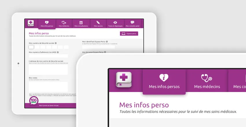 Design of the LMDE tablet application - virtual health record student personal information doctors consultations by cubedesigners