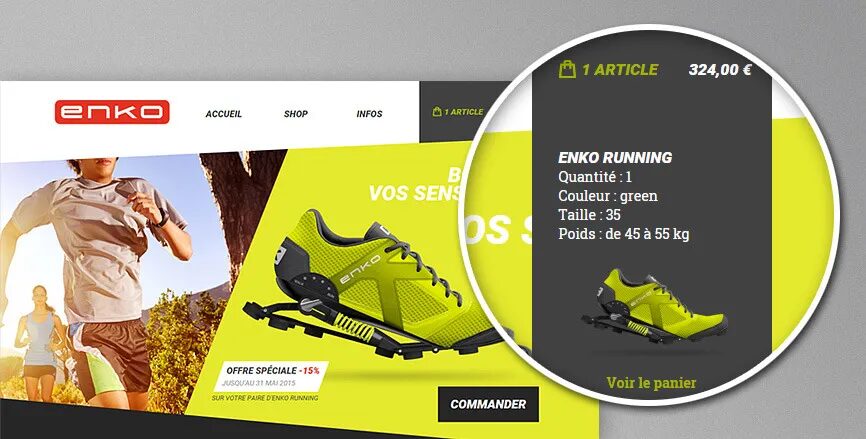 Creation of e-commerce online store ENKO running shoes by cubedesigners