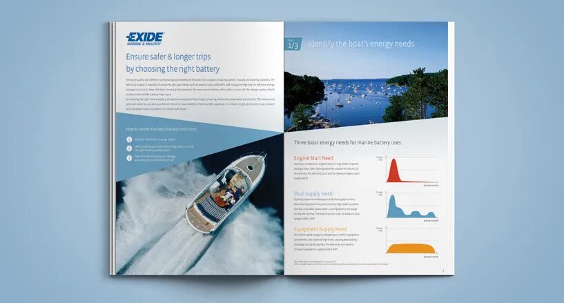 Exide batteries powering the road ahead catalogue brochure design by cubedesigners