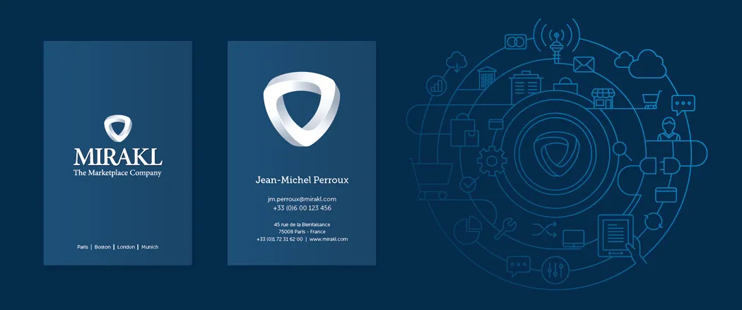 Creation of business cards and iconography for the Mirakl marketplace ecosystem by cubedesigners