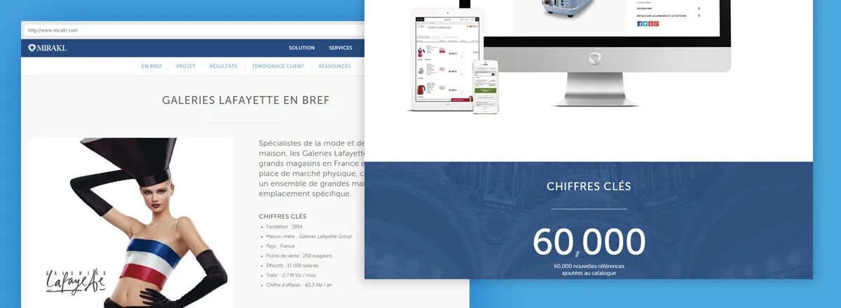 Creation of a Galeries Lafayette customer case page Mirakl marketplace solution by cubedesigners