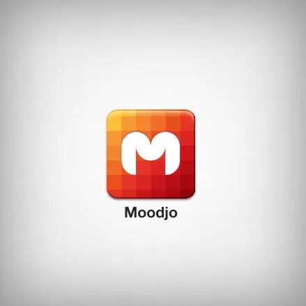 Moodjo mobile app icon design - iOS Android red orange pixels logo design by cubedesigners