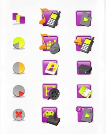 Colorful multimedia icons for Zaoza interface