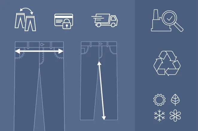 Creation of iconography, size guide and services CUBJeans by cubedesigners