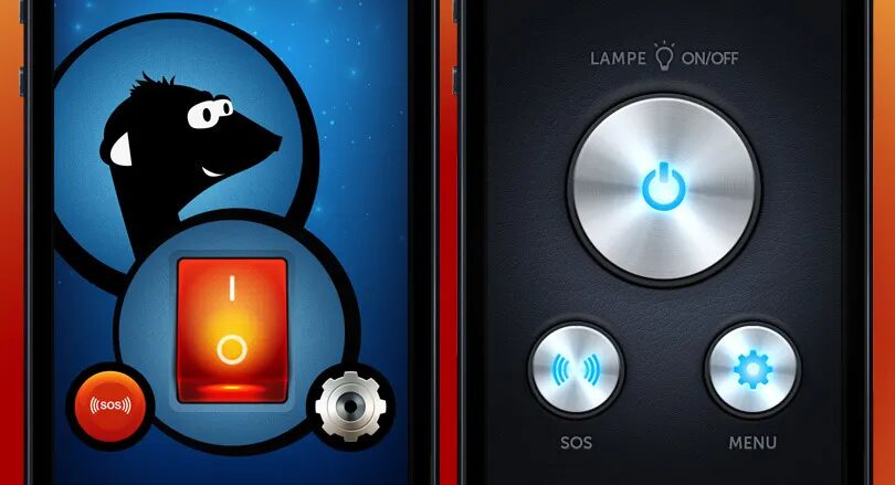 SoSafe mobile application interface design - SOS emergency button flashlight premium design by cubedesigners