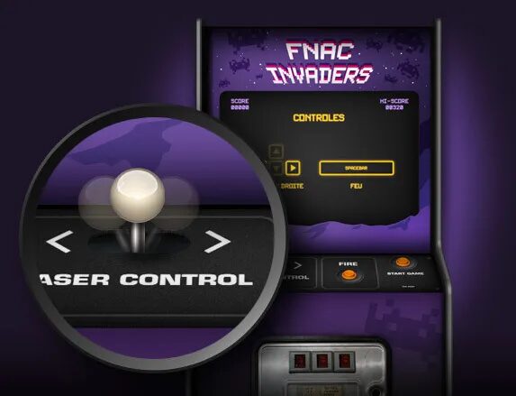 Fnac Gaming online game design - Fnac Invaders arcade pixel art video game month by cubedesigners