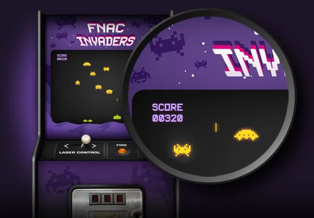 Fnac Gaming online game design - Fnac Invaders arcade pixel art video game month by cubedesigners
