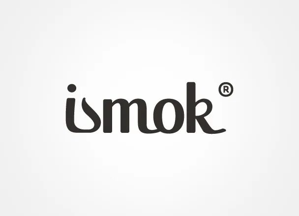 Ismok logo design visual identity - electronic cigarette brand typography design by cubedesigners