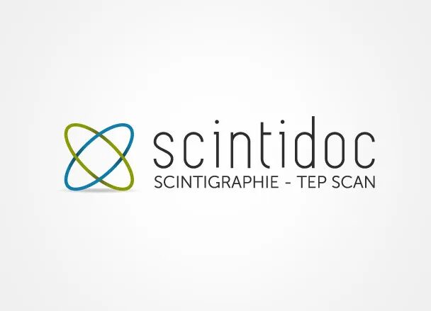 Scintidoc logo design PET scan scan by cubedesigners