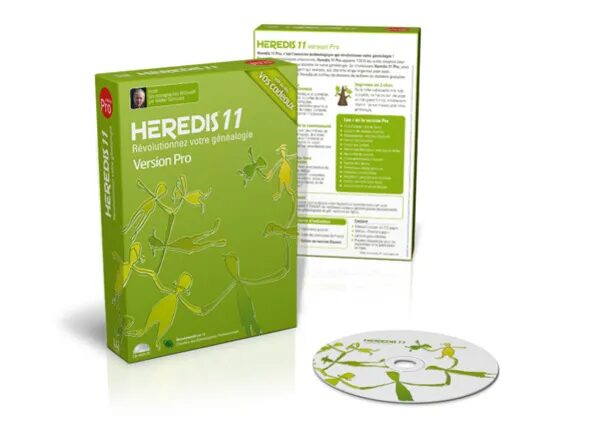 Heredis 11 Pro packaging with genealogy software CD.