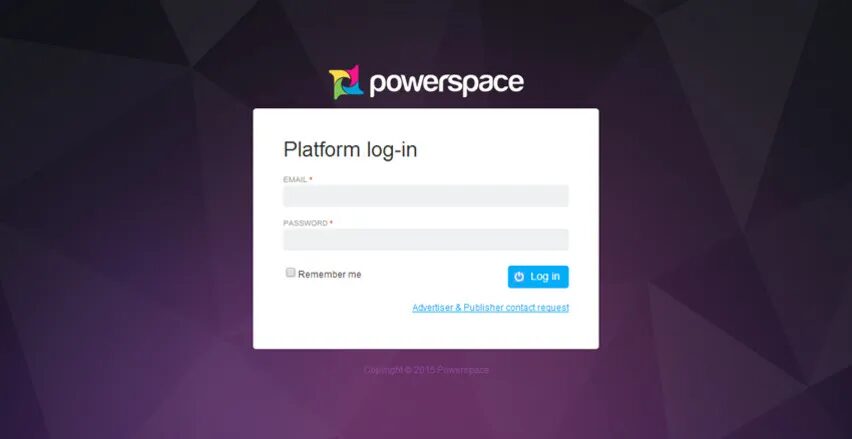 Powerspace platform login page by cubedesigners