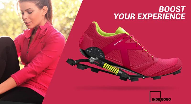 Product page design technology shock absorbing ENKO running shoes by cubedesigners
