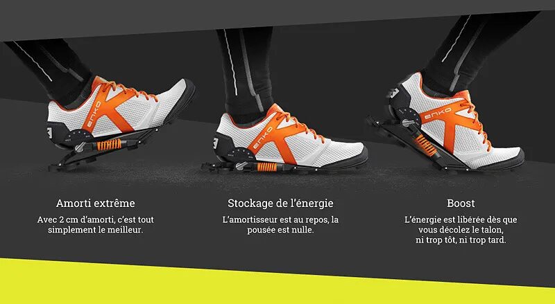 Product page design technology shock absorbing ENKO running shoes by cubedesigners