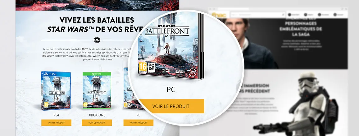 Star Wars Battlefront product page creation Fnac e-commerce site by cubedesigners