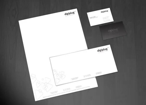Digiplug stationery with letterhead and envelope.