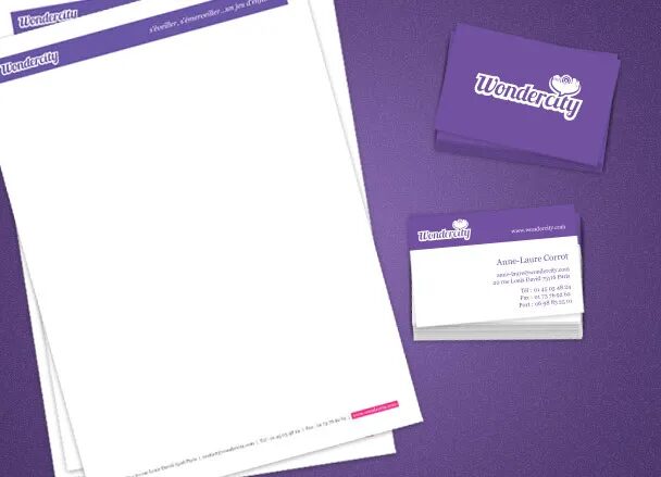 Wondercity Stationery with Business Card and Letterhead.