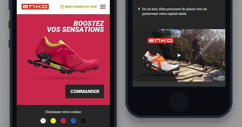 ENKO running mobile e-commerce website design by cubedesigners