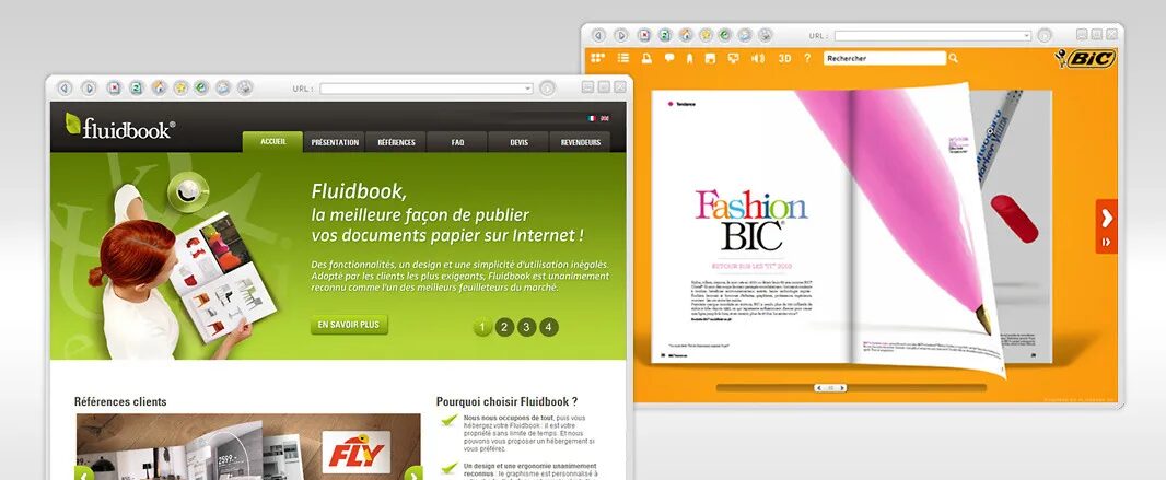 Fluidbook site with interactive online document publishing.