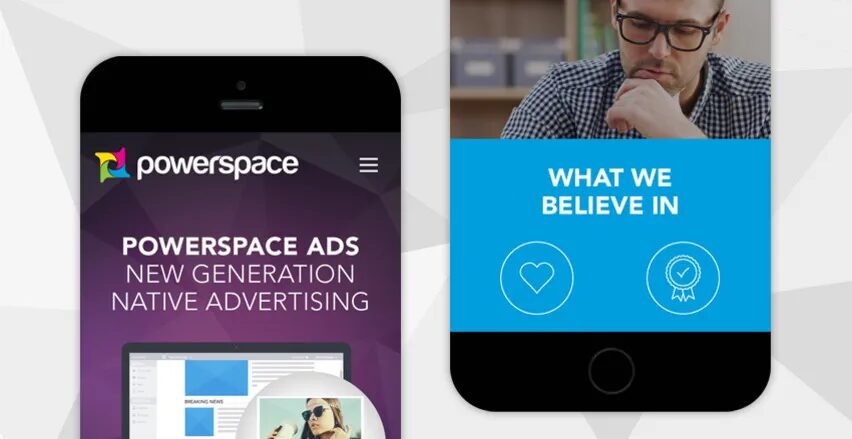 Powerspace responsive mobile website creation native advertising by cubedesigners