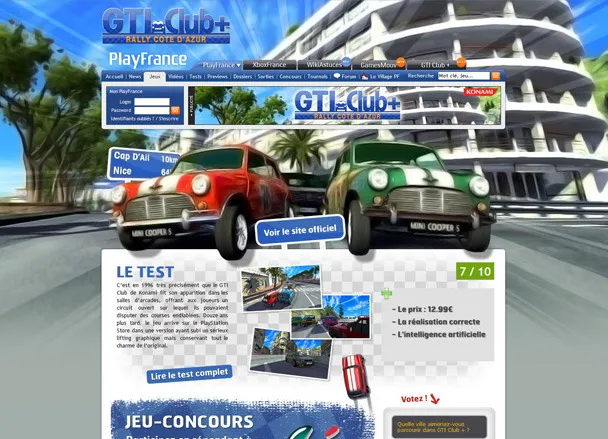 PlayFrance GTI Club+ site with racing game review
