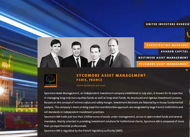United Investors website with Sycomore Asset Management listing