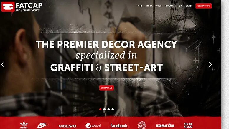 Website design Fatcap - graffiti street art wall decoration agency for key accounts by cubedesigners