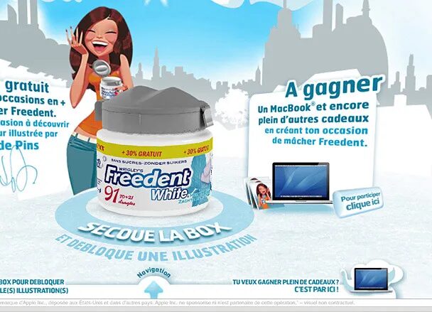 Freedent White visual with Shake the Box contest.