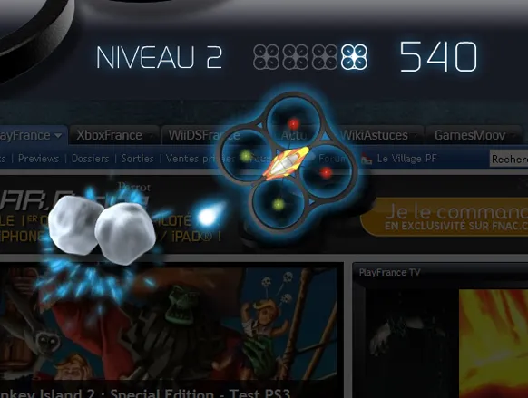 Visual PlayFrance game with level and score interface.
